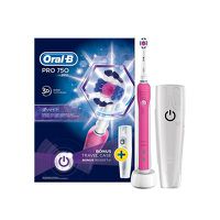 Oral-B Pro 750 3D White-Pink with Travel Case Ηλεκτρική Οδοντόβουρτσα σε Ροζ Χρώμα, 1 τμχ (+ Θηκη Μεταφοράς Δώρο)