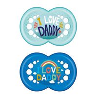 Mam I Love Mummy & Daddy Πιπίλες Σιλικόνης 6-16m (170S) I Love Daddy Μπλε, 2τμχ